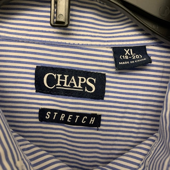 Chaps boys blue and white striped shirt size xl 18-20. - Picture 3 of 5